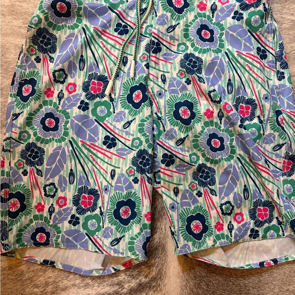Johnnie-O Floral Blue and Green Board Shorts